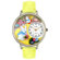 Whimsical Watches Unisex Easter Bunny Yellow Leather and Silvertone Watch in Silver