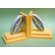 One World Blue Surfboard Bookends with Yellow Base