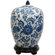 Oriental Furniture Vase Jar with Blue Floral Design in White