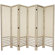 Oriental Furniture Open Lattice Fabric Room Divider in Burnt White