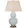 Robert Abbey Double Gourd Table Lamp in Baby Blue Glazed Ceramic with Antique Silver Base & Pearl Dupioni Fabric Shade