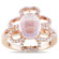 Amour Silver Pink Plated Rose Quartz and Cubic Zirconium Ring