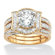 Palm Beach Jewelry Brass Round Cubic Zirconia Interlocking Wedding Ring Set