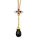 Jewelryweb Gold-plated Sterling Silver Black CZ Synth Ruby Y-drop Necklace - 18 Inch