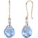 Oravo 10 Karat Two Tone Gold 9.00 carat Round Checkerboard Cut Blue Topaz Diamond Earrings (0.04 carat Stone)