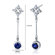 Oravo Seductive Allure 2.50 Carats Blue Sapphire Round Cut Dangle Cubic Zirconia Earrings in Sterling Silver