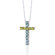 Oravo 1.50 Carats Total Weight Round Shape Swiss Blue Topaz and Peridot Cross Pendant Necklace in Sterling Silver