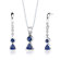 Oravo Sterling Silver 1.13" Multishape Sapphire Pendant Earrings and 18" Necklace Set
