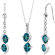 Oravo 2 Stone 3.75 Carats Oval Shape Sterling Silver London Blue Topaz Pendant Earrings Set