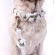A Pet's World White Ribbon Dog Collar with Petal Flower Rosettes with Pearls