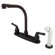 Elements of Design Magellan Double Handle Centerset Kitchen Faucet with Modern Lever Handles and White Side Spray