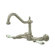 Elements of Design Heritage Two Handle Wall Mount Bridge Kitchen Faucet with Porcelain Lever Handles