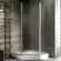 Vigo Neo-Angle Door Frameless Shower Enclosure with Base & Knob Handles