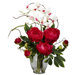 Peony and Orchid Silk Flower Arrangement in Red
