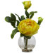 Peony with Fluted Vase Silk Flower Arrangement in Yellow