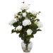 Rose Bush with Vase Silk Flower Arrangement in White