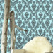 Damsel Temporary Wallpaper in Aqua Grey