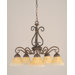 Olde Iron 5 Light  Chandelier with Mission Glass Shade