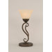 Olde Iron 2 Bulb Mini Table Lamp with Amber Marble Glass Shade