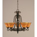 Elegant&eacute; 5 Uplight Chandelier with Firr&eacute; Saturn Glass
