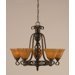 Elegant&eacute; 5 Light Up Chandelier with Tiger Glass