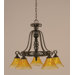 Elegant&eacute; 5 Light Down Chandelier with Crystal Glass