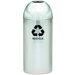 Monarch Series Open Top Dometop Recycling Container, Polished Chrome with Recycle Logo