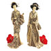 2-Piece Japanese Okimono Geisha Statue Set in Faux Ivory