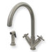 Luxe Two Handle Single Hole Kitchen Faucet with "V" Shaped Cross Handles