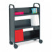 Single-Sided Book & Utility Cart, Three Shelves, 27 x 13 x 43, Raven Black                                                   