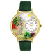Unisex Elephant Hunter Green Leather and Goldtone Watch in Gold