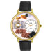 Unisex Photographer Black Padded Leather and Goldtone Watch in Gold