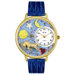 Unisex Aries Royal Blue Leather and Goldtone Watch in Gold