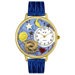 Unisex Pisces Royal Blue Leather and Goldtone Watch in Gold