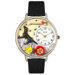 Unisex Labrador Retriever Black Skin Leather and Silvertone Watch in Silver