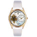 Women's RN White Leather and Gold Tone Watch