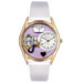 Women's Nurse Purple White Leather and Gold Tone Watch