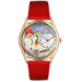 Women's Christmas Snowman Red Leather and Gold Tone Watch