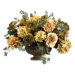 17" Ranunculus, Rose and Dahlia Floral Arrangement with Resin Bowl in Amber