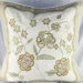 Large Linen Pillow with Floral Embroidery in Natural