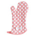 Geranium Pink and White Polka Dot Oven Mitt with Bow