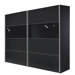 Style Sliding Door Wardrobe with Black Glass in Black