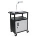 34" High,  AV Cart Table with Locking Cabinet/Electric