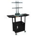 Adjustable Height Flat Panel Cart with Cabinet and Drop Leaf Shelves