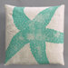 Starfish Turquoise Pillow on Natural Linen