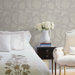Serene Affabre Jacobean Wallpaper in Tonal Metallic Silver