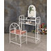 Bisbee Art Deco Vanity Set with Stool in White