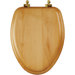 Elongated Natural Reflections Wood Veneer Toilet Seat with Brass Hinges