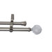 Modern Faceted Double Curtain Rod in Satin Nickel