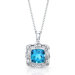 "Chrysalis" Sterling Silver and Brilliant Diamond 5 Carat Swiss Blue Topaz Pendant